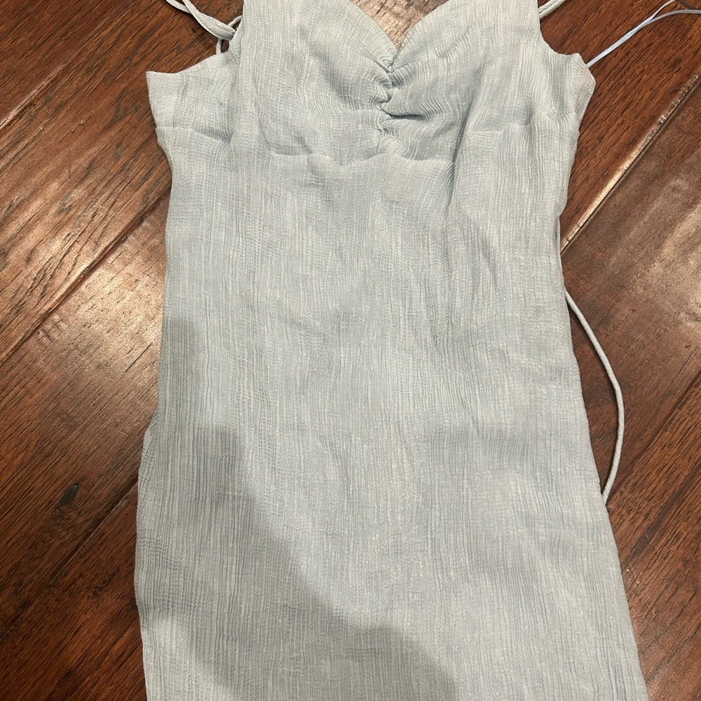 La Hearts Strapless Light Blue Dress